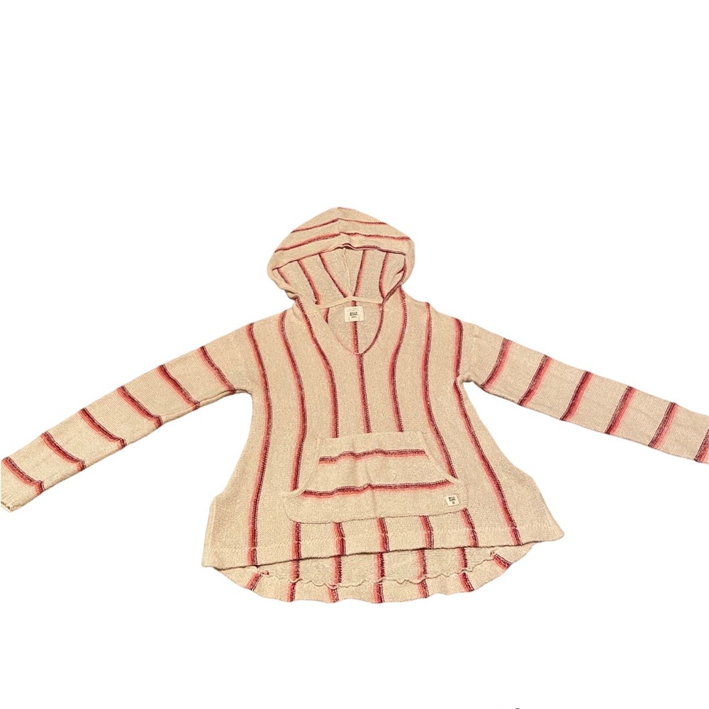 Billabong Baja Beach Hooded Sweater Pink Striped Girls Size Large